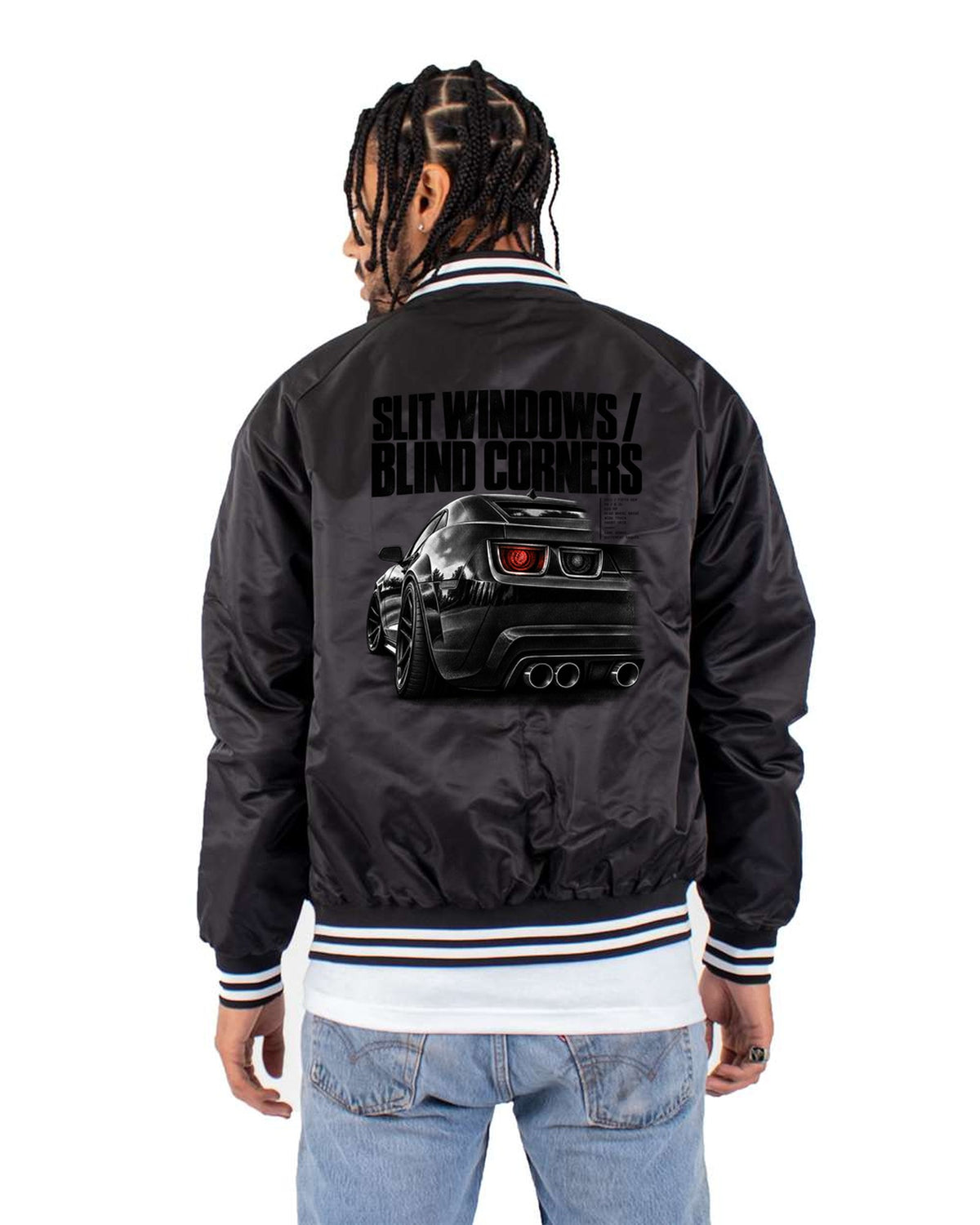 2011 Camaro SS Slit Window Taillight Shirt, Fifth-Gen Rear View Bomber Jacket Black back