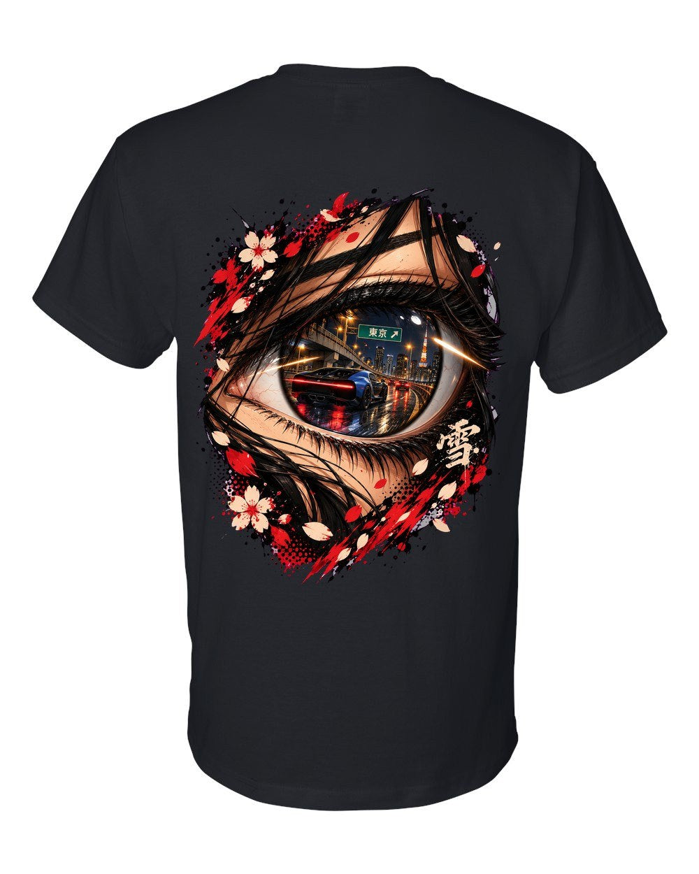 Bugatti Chiron Anime Girl T-Shirt Black back