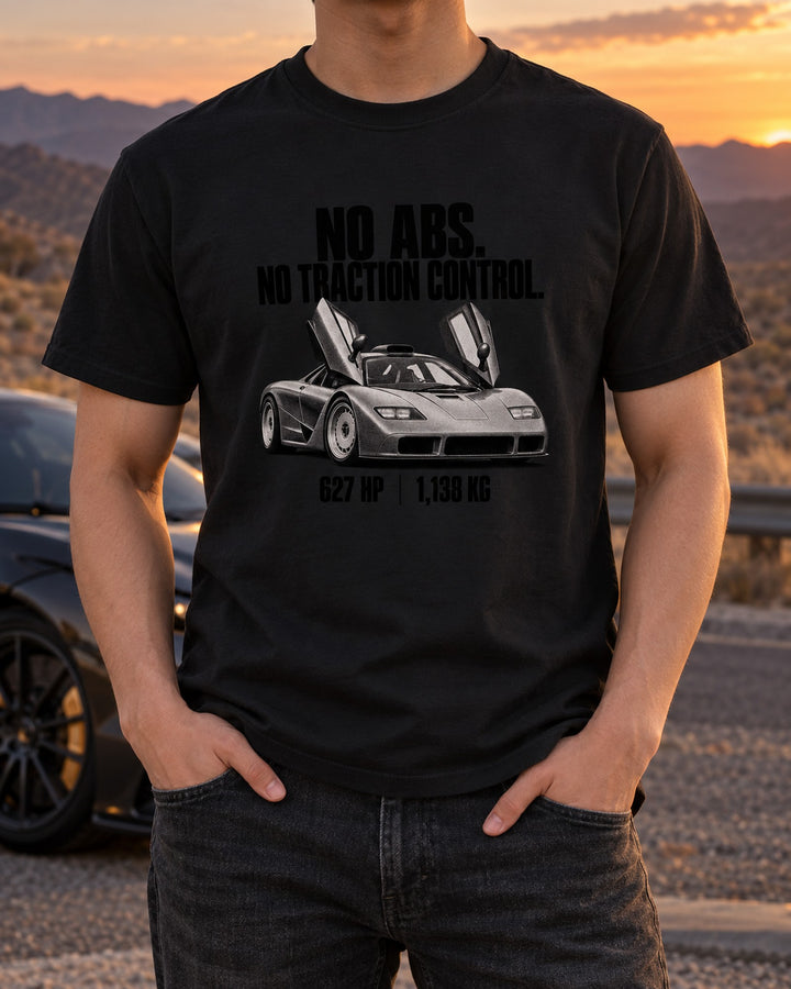 McLaren F1 No ABS No Traction Control Halftone Car Shirt T-Shirt Black worn hero