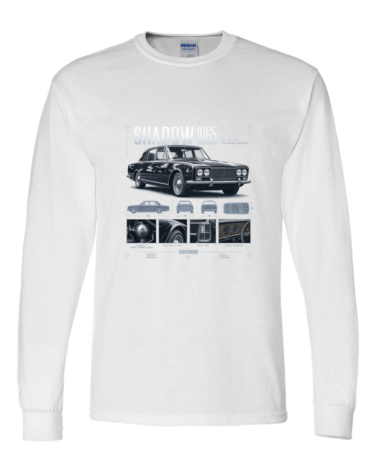Rolls-Royce Silver Shadow 1965 dossier panels about hydraulics white long sleeve front view with the design