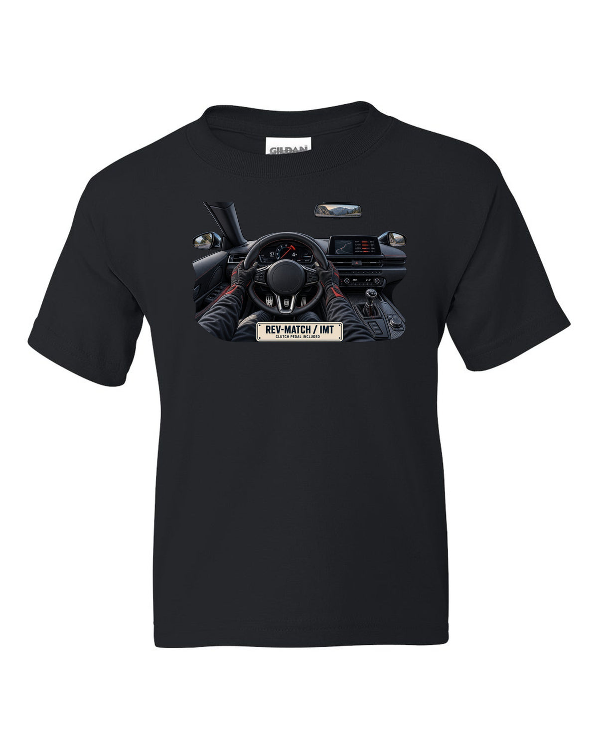Toyota GR Supra B58 3.0L turbo straight-six engine bay illustration, print black kids tee front view with the design