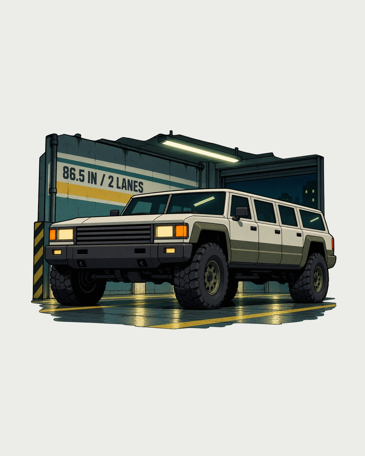 Hummer H1 Anime Style Wide Load Garage Shirt, 86.5 Inch Gift design only