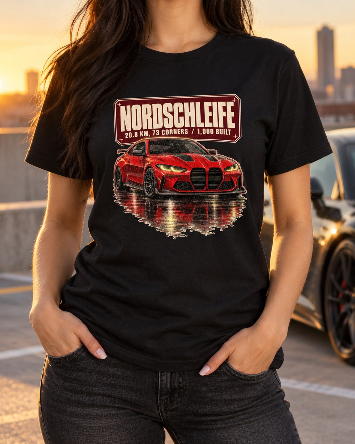 BMW M4 CSL G82 Nordschleife Night Shirt, Ring Tee T-Shirt Black worn hero