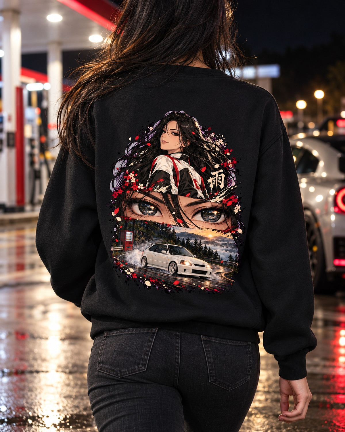 Honda Civic Type R EK9 Anime Girl Shirt, Hoodie & More Crewneck Black worn hero