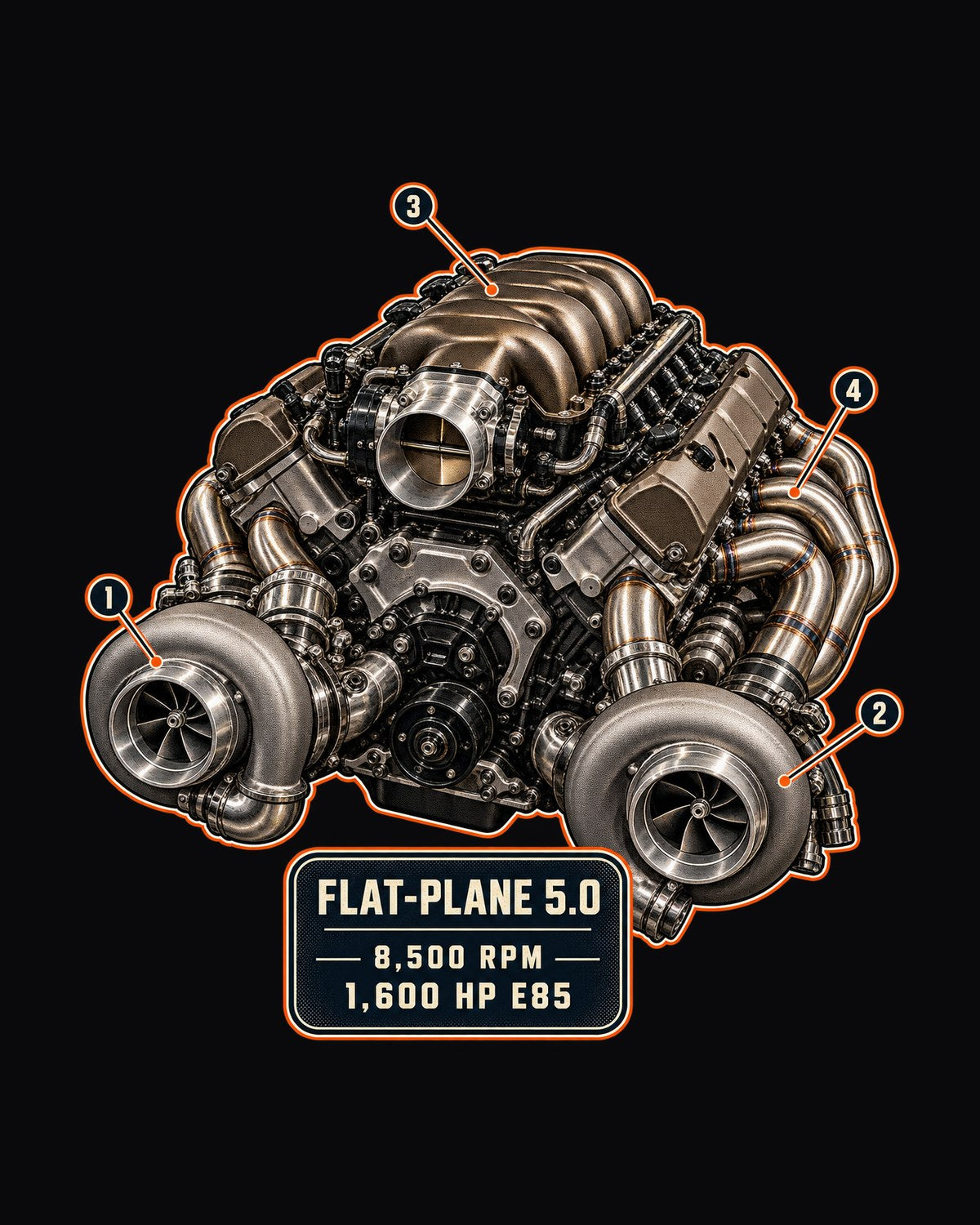 Koenigsegg Jesko 5.0 Flat-Plane V8 Engine Shirt, Car Guy Tee design only