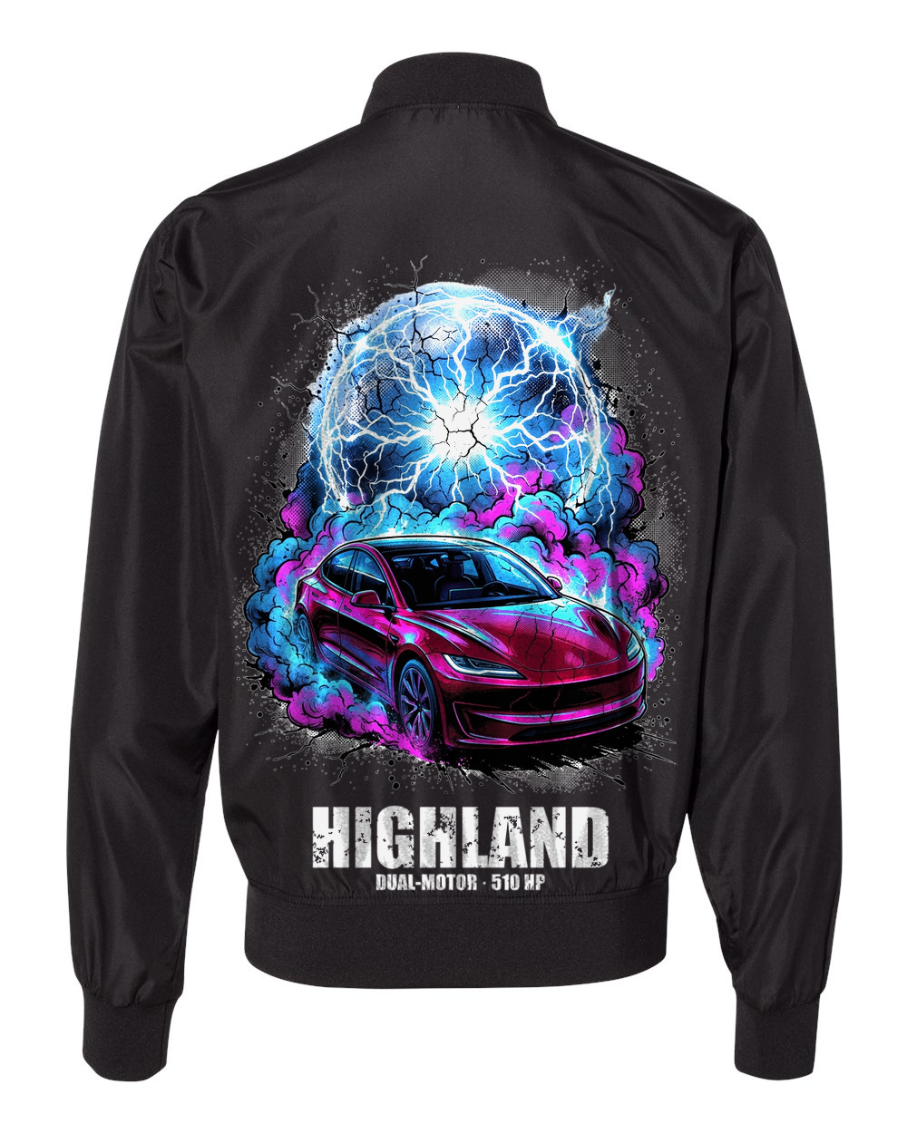 Tesla Model 3 Highland Bomber Jacket — Black back