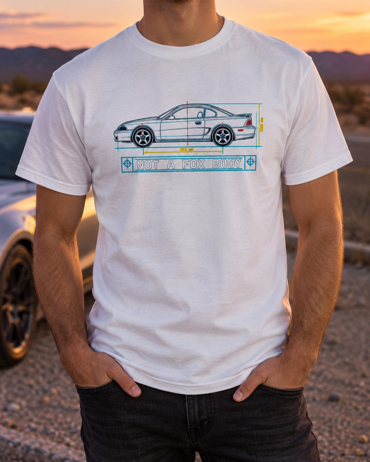 1994-98 SN95 Mustang Coupe Blueprint Shirt, Not A Fox Body T-Shirt White worn hero