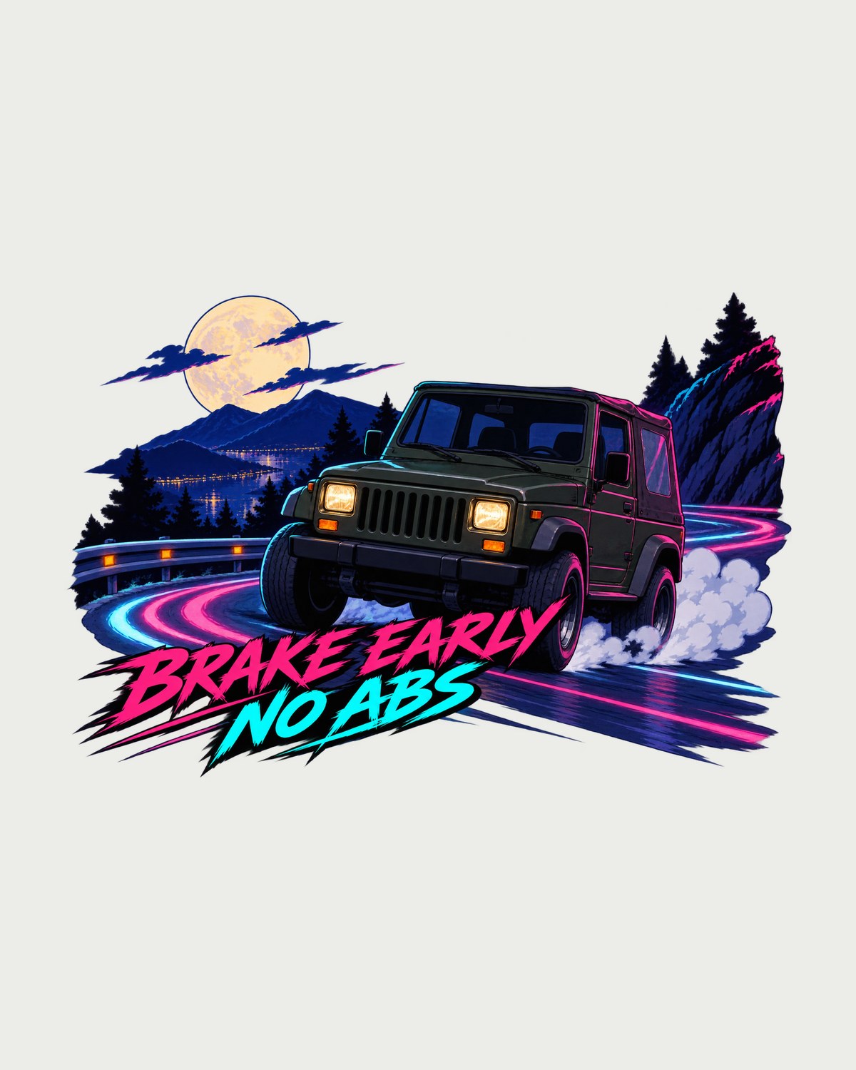 Jeep Wrangler YJ Touge No ABS Anime Night Tee, Car Guy Gift design only