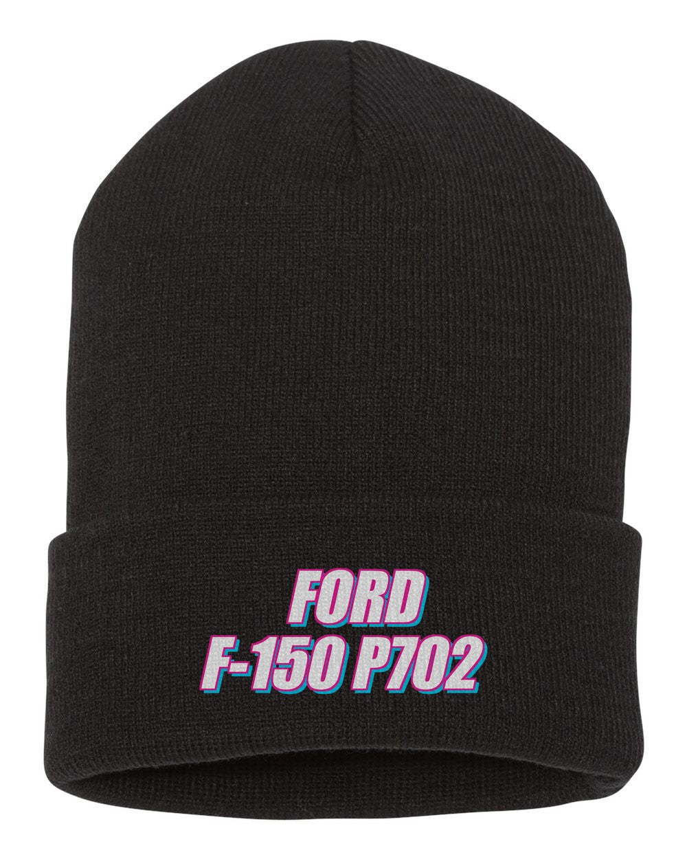 Ford F-150 P702 black beanie front view with car name
