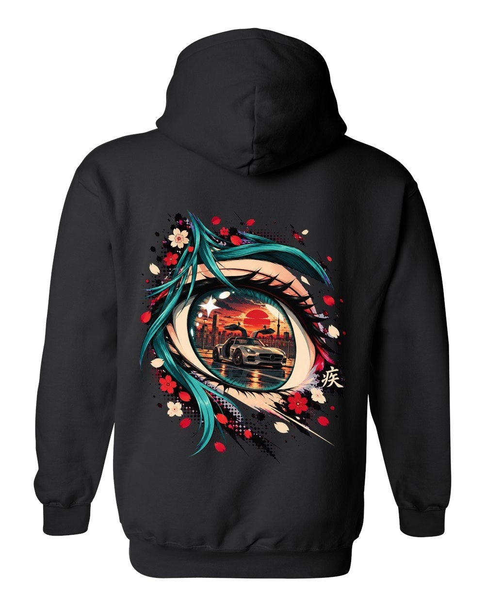 Mercedes-Benz SLS AMG Anime Girl Pull Over Hoodie Black back