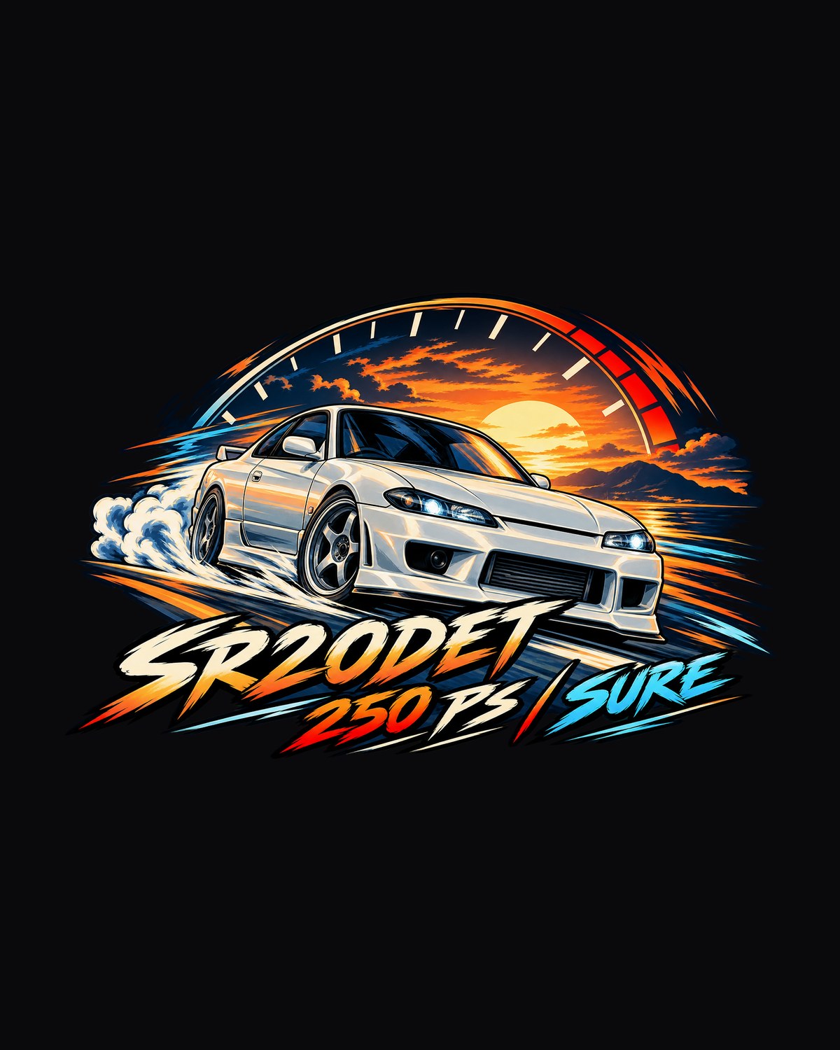 Nissan Silvia S15 SR20DET Redline Arc Anime Shirt design only