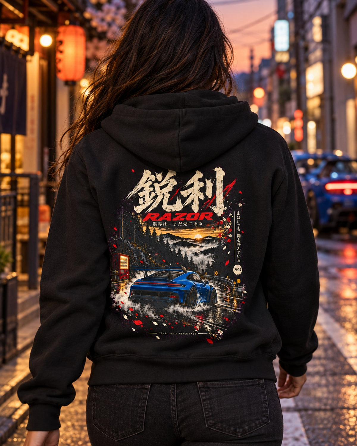 Porsche 911 GT3 RS 992 Razor Shirt, Hoodie & More Zip Hoodie Black worn hero