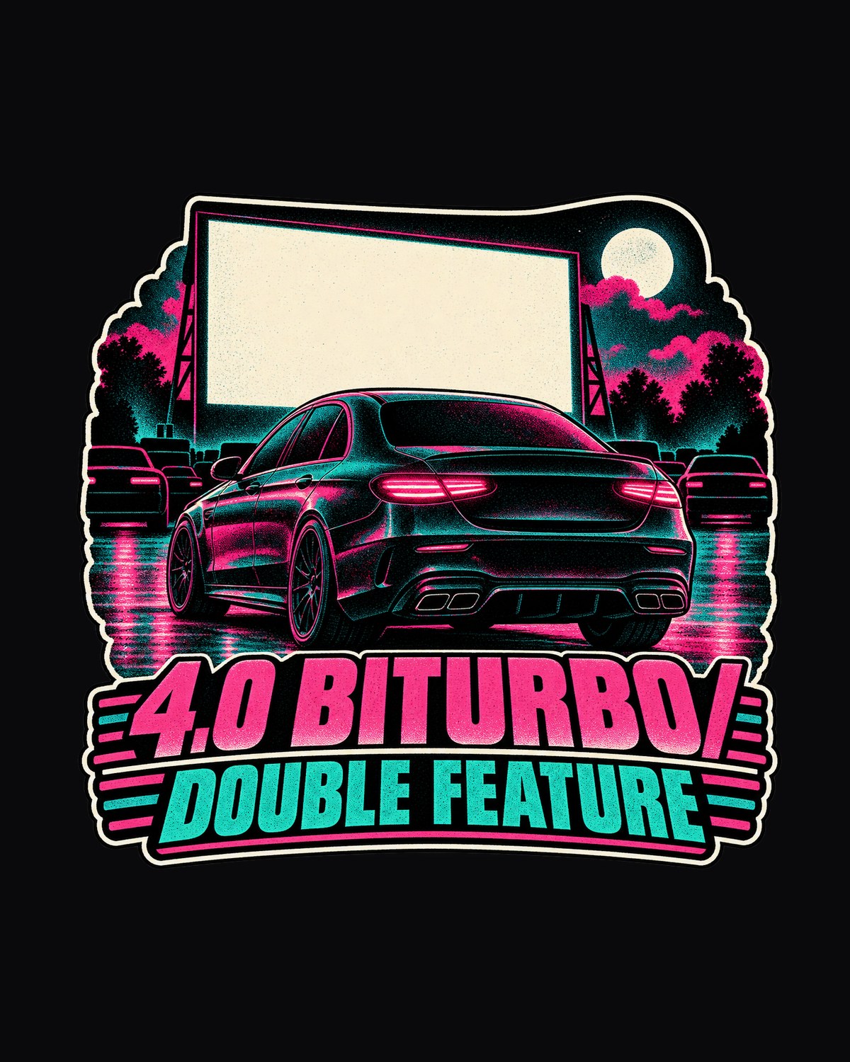 Mercedes E63 W213 4.0 Biturbo Drive-In Double Feature Tee design only