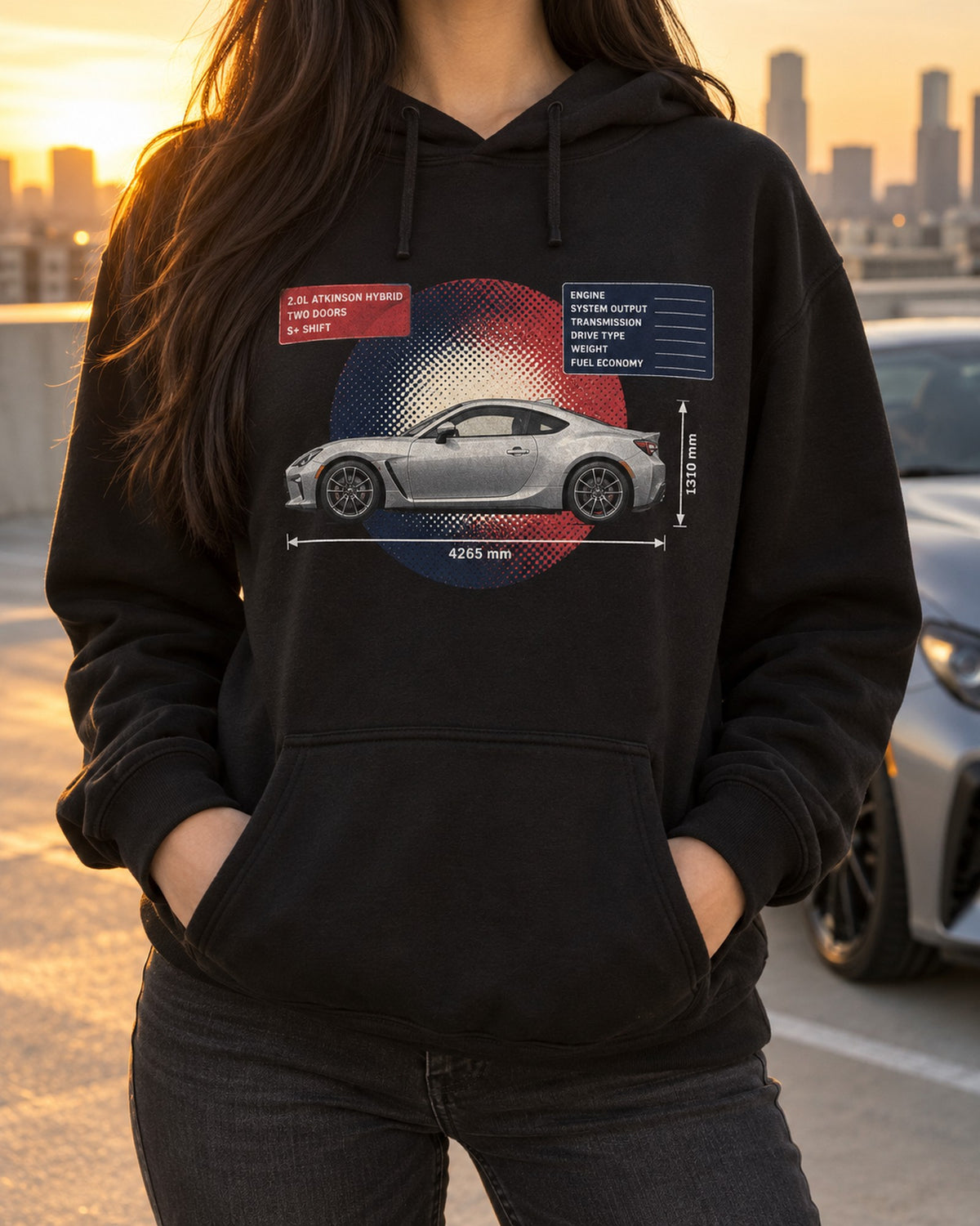 Honda Prelude 2026 Dimension Blueprint Shirt, Hybrid Coupe Pull Over Hoodie Black worn hero