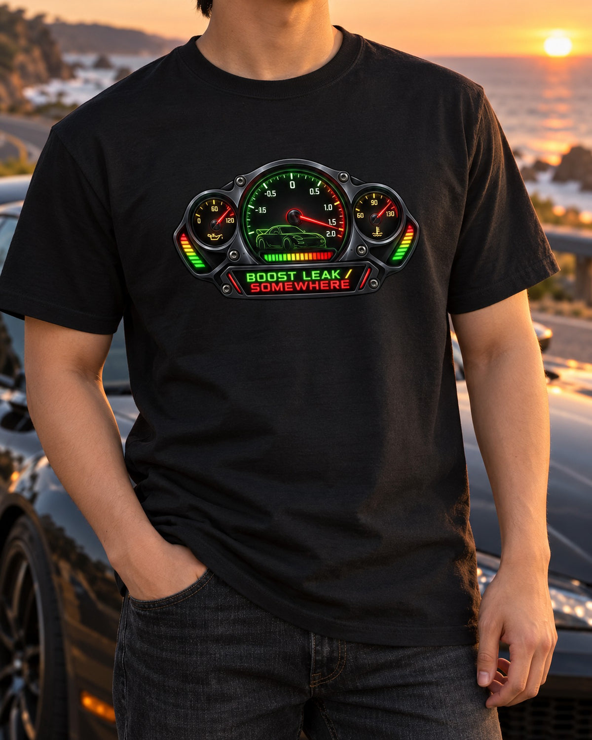 Bronze Wheels Sticker Collage Shirt, Mazda RX-7 FD3S T-Shirt Black worn hero