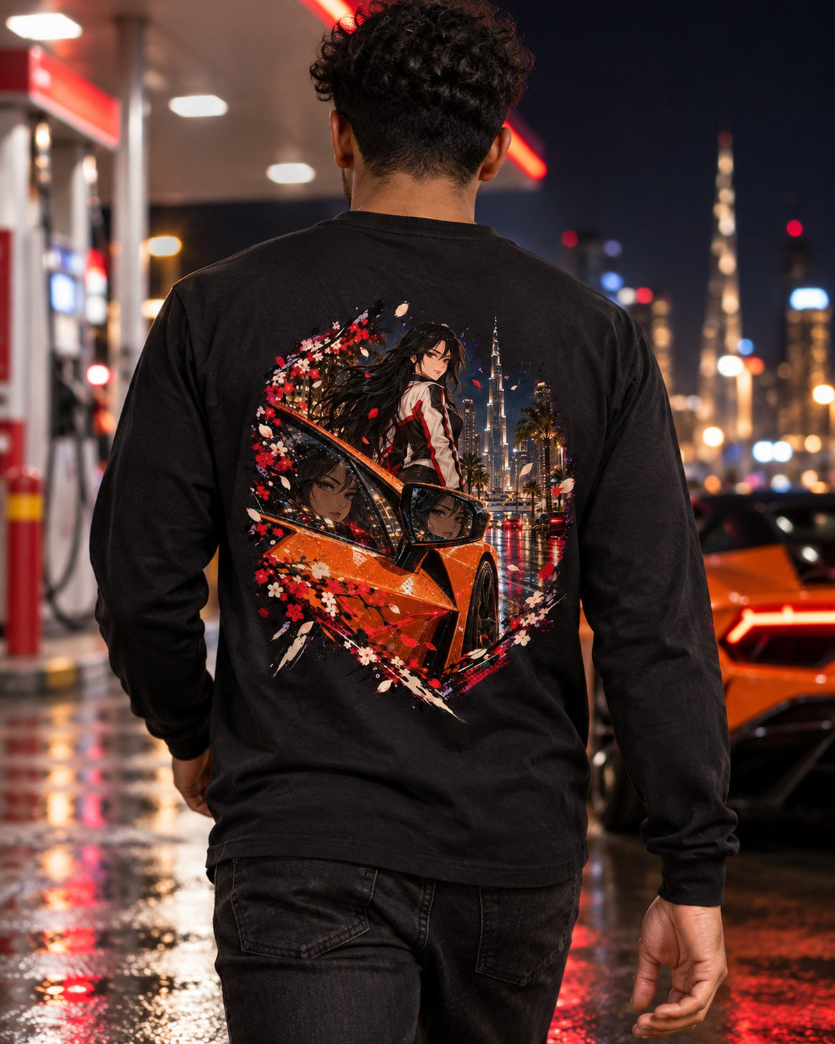 Lamborghini Revuelto Anime Girl Shirt, Hoodie & More Long Sleeve Black worn hero