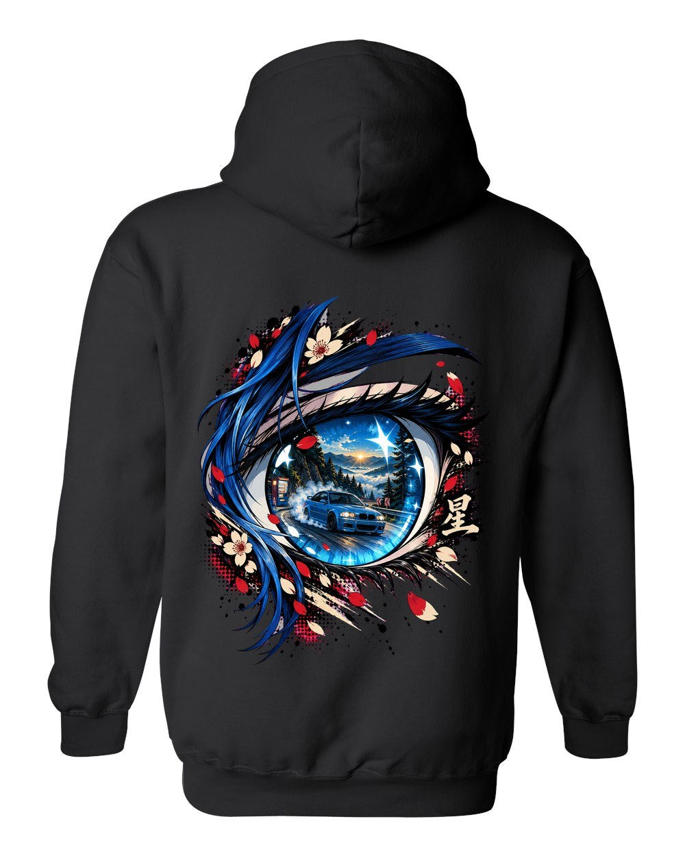 BMW M3 E46 Anime Girl Pull Over Hoodie Black back
