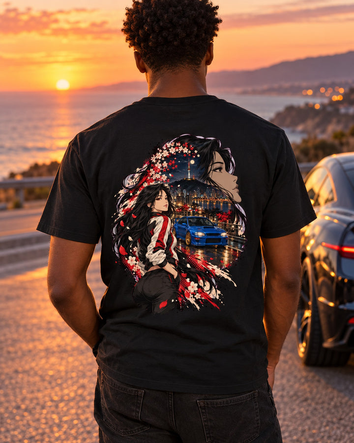 Subaru Impreza 22B Anime Girl Shirt, Hoodie & More T-Shirt Black worn hero