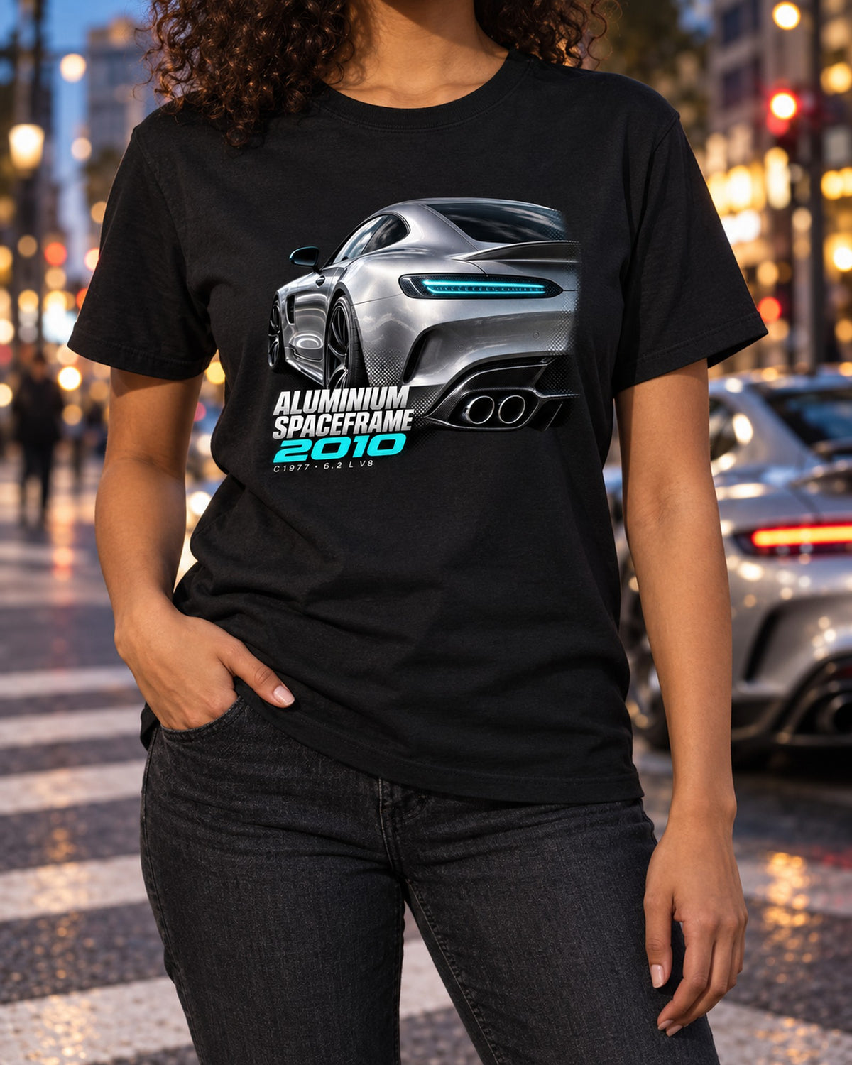 SLS AMG C197 Taillight Macro Spaceframe Shirt, Mercedes T-Shirt Black worn hero