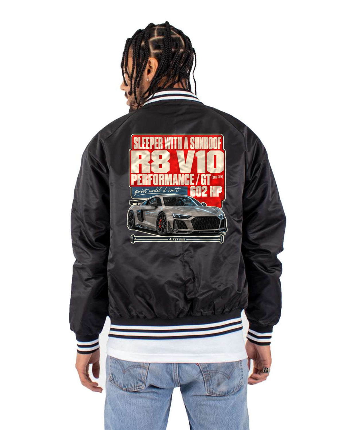 Audi RS7 C8 Sleeper With a Sunroof Street Poster Tee, Car Gift Bomber Jacket Black back