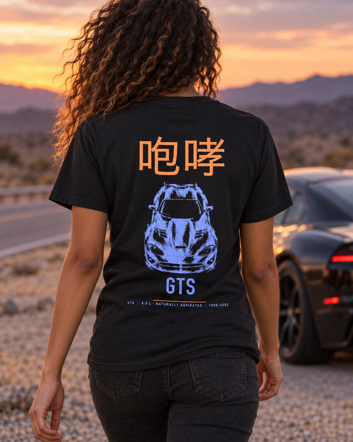 GTS V10 8.0 L Full-Back Graphic Tee T-Shirt Black worn hero