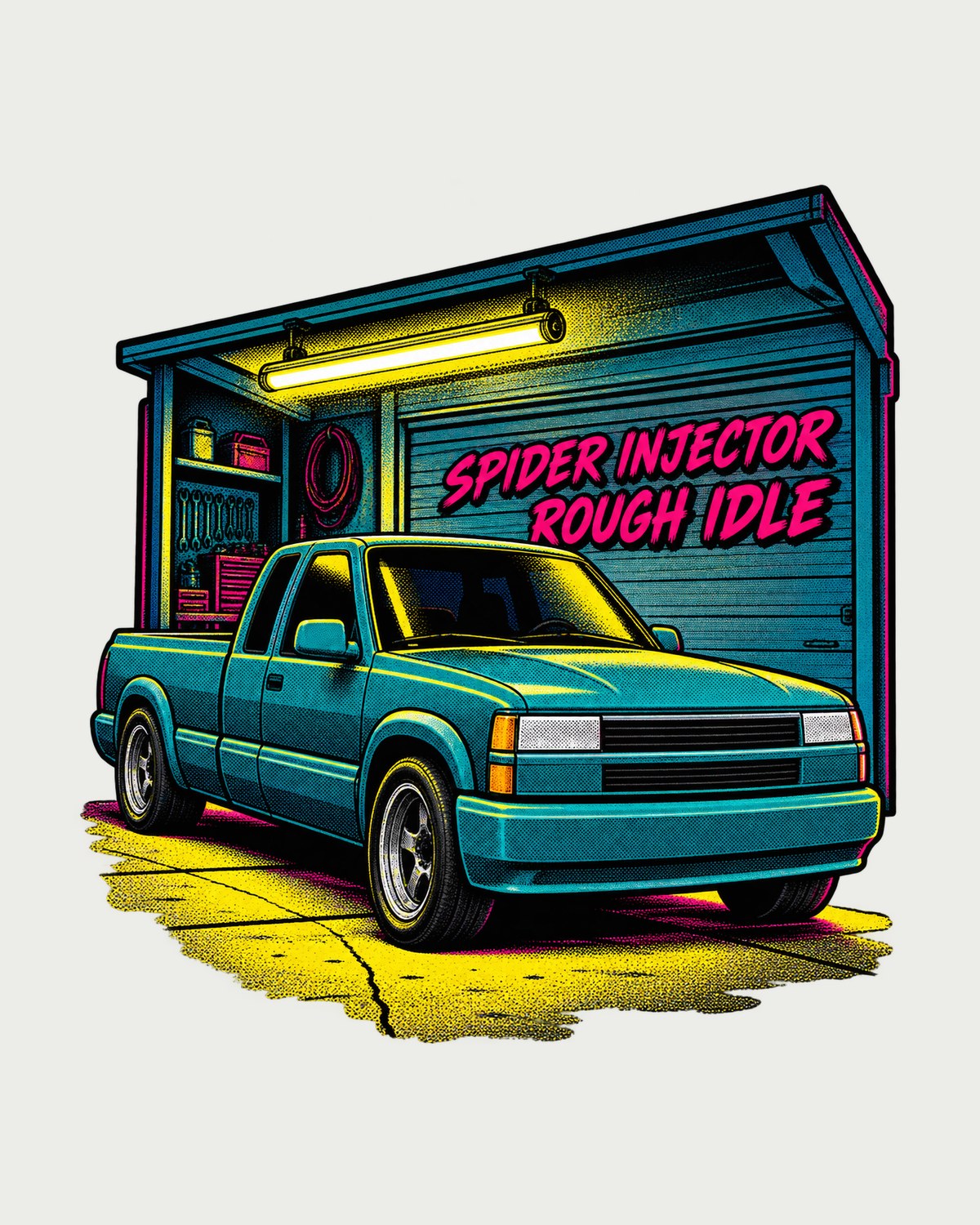 Chevrolet GMT400 C1500 OBS Pop-Art Shirt, Spider Injector Truck Tee design only