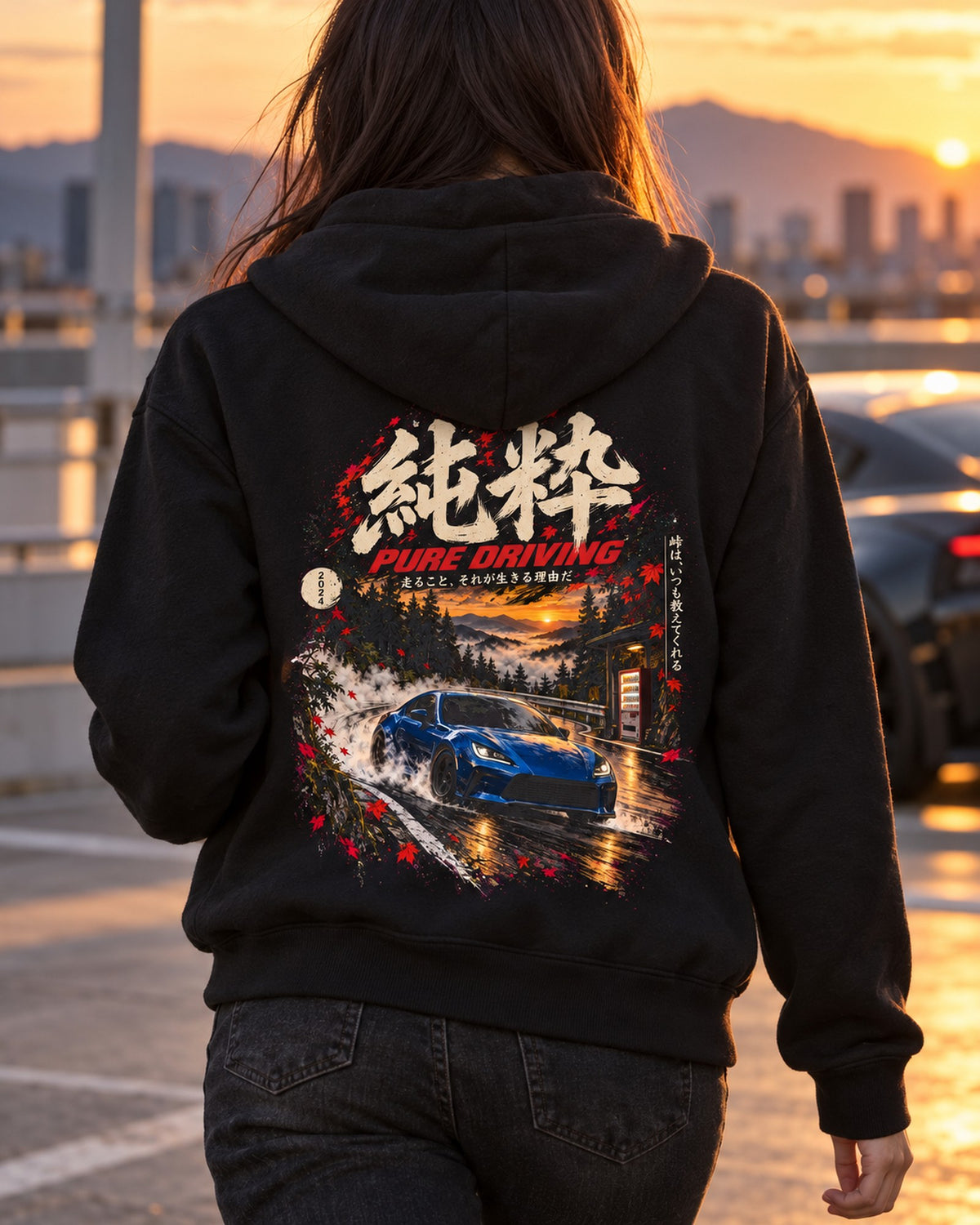 Toyota GR86 Pure Driving Shirt, Hoodie & More Zip Hoodie Black worn hero