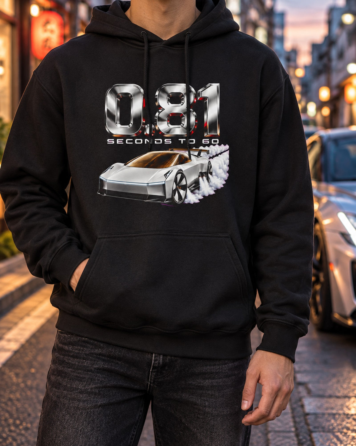 Tesla Roadster 0.81 Seconds Shirt, Hoodie & More Pull Over Hoodie Black worn hero