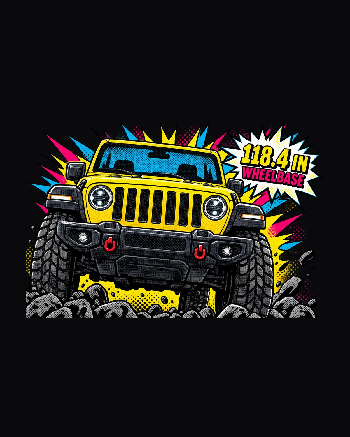 Jeep Wrangler JLU 118.4 Inch Wheelbase Pop Art Panel Tee design only