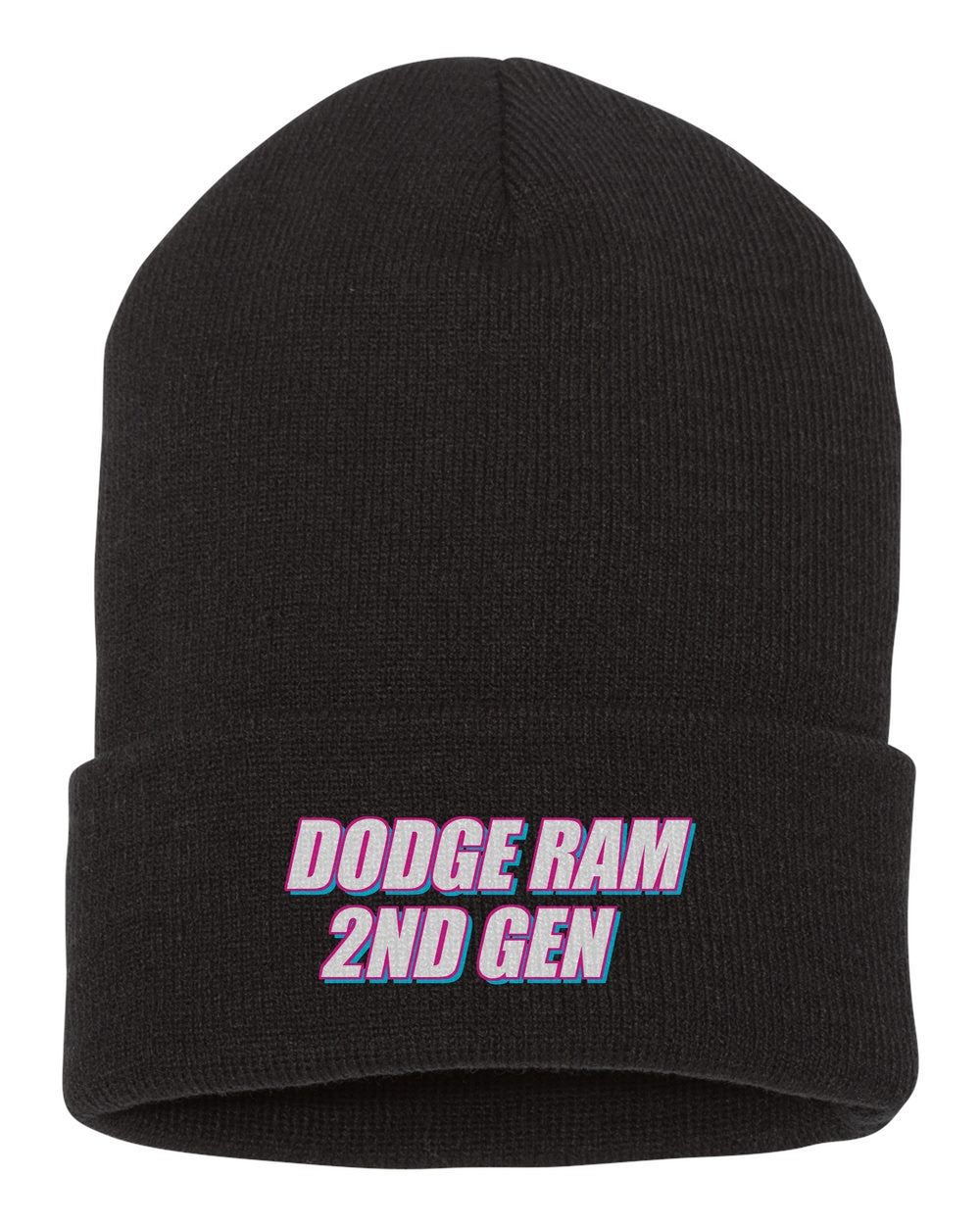 Dodge Ram 2Nd Gen black beanie front view with car name