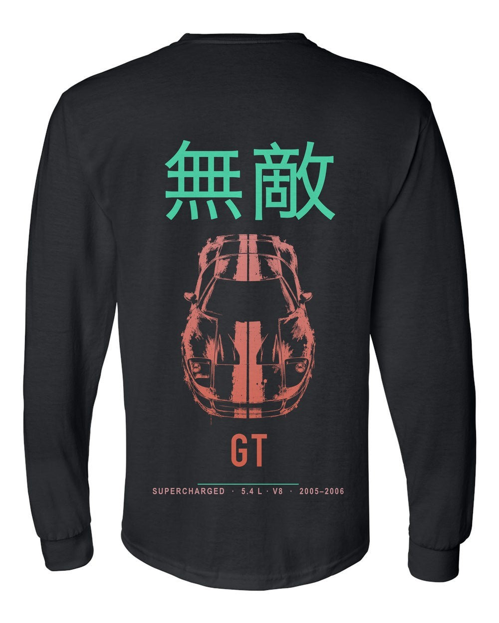 GT full-back artwork black long sleeve back view with the design