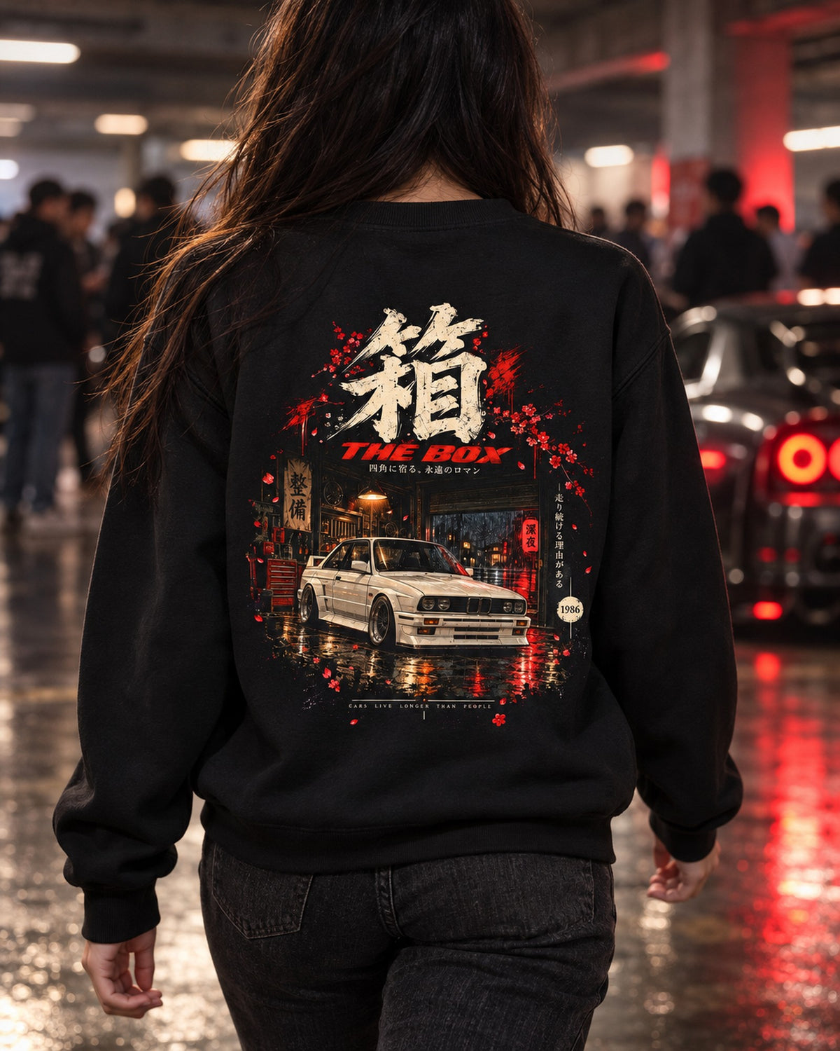 BMW M3 E30 The Box Shirt, Hoodie & More Crewneck Black worn hero