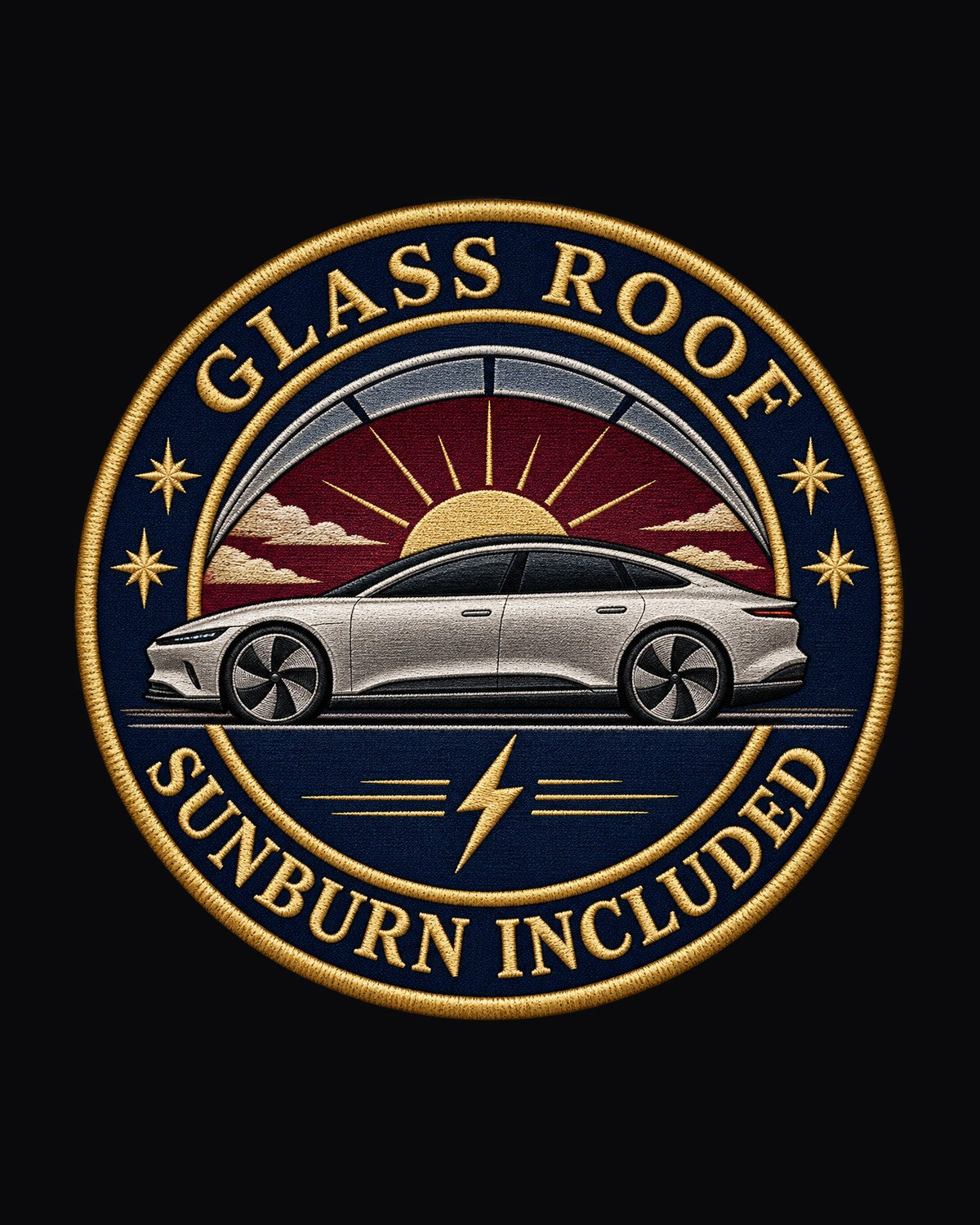 Lucid Air Sapphire Glass Roof Round Crest Shirt, EV Gift design only