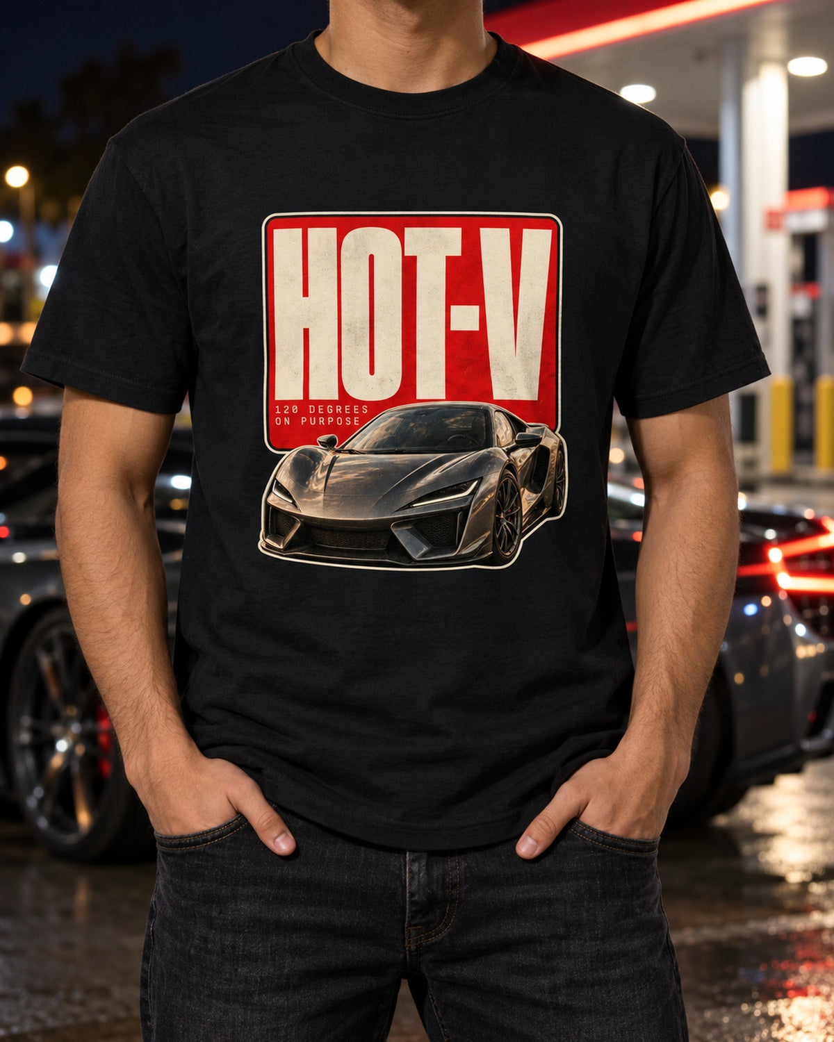 McLaren Artura Hot-V Editorial Shirt, 120 Degree V6 Gift T-Shirt Black worn hero