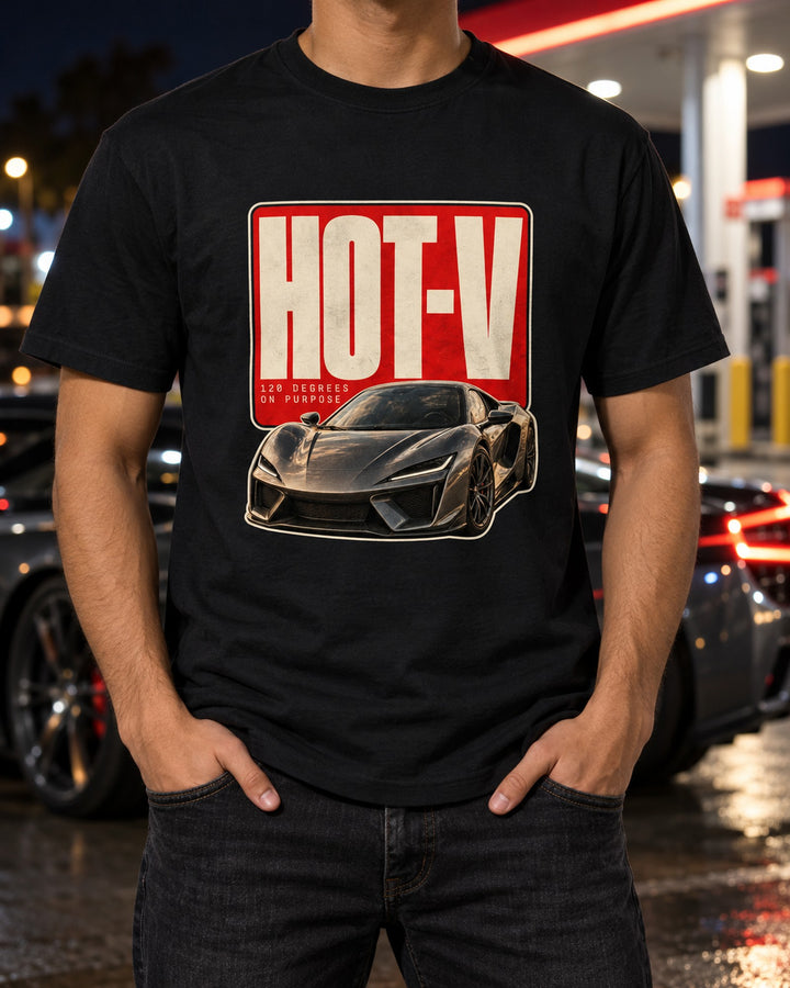 McLaren Artura Hot-V Editorial Shirt, 120 Degree V6 Gift T-Shirt Black worn hero