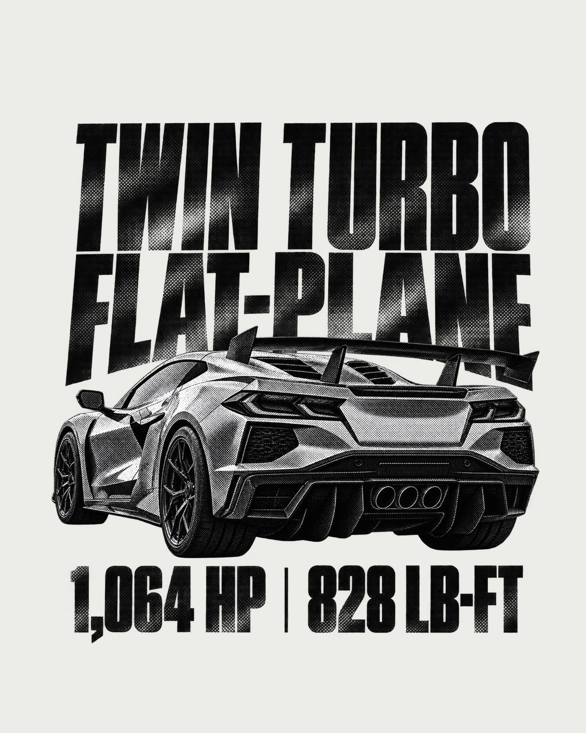 Corvette C8 ZR1 2025 Twin Turbo Flat-Plane Halftone Print Shirt design only