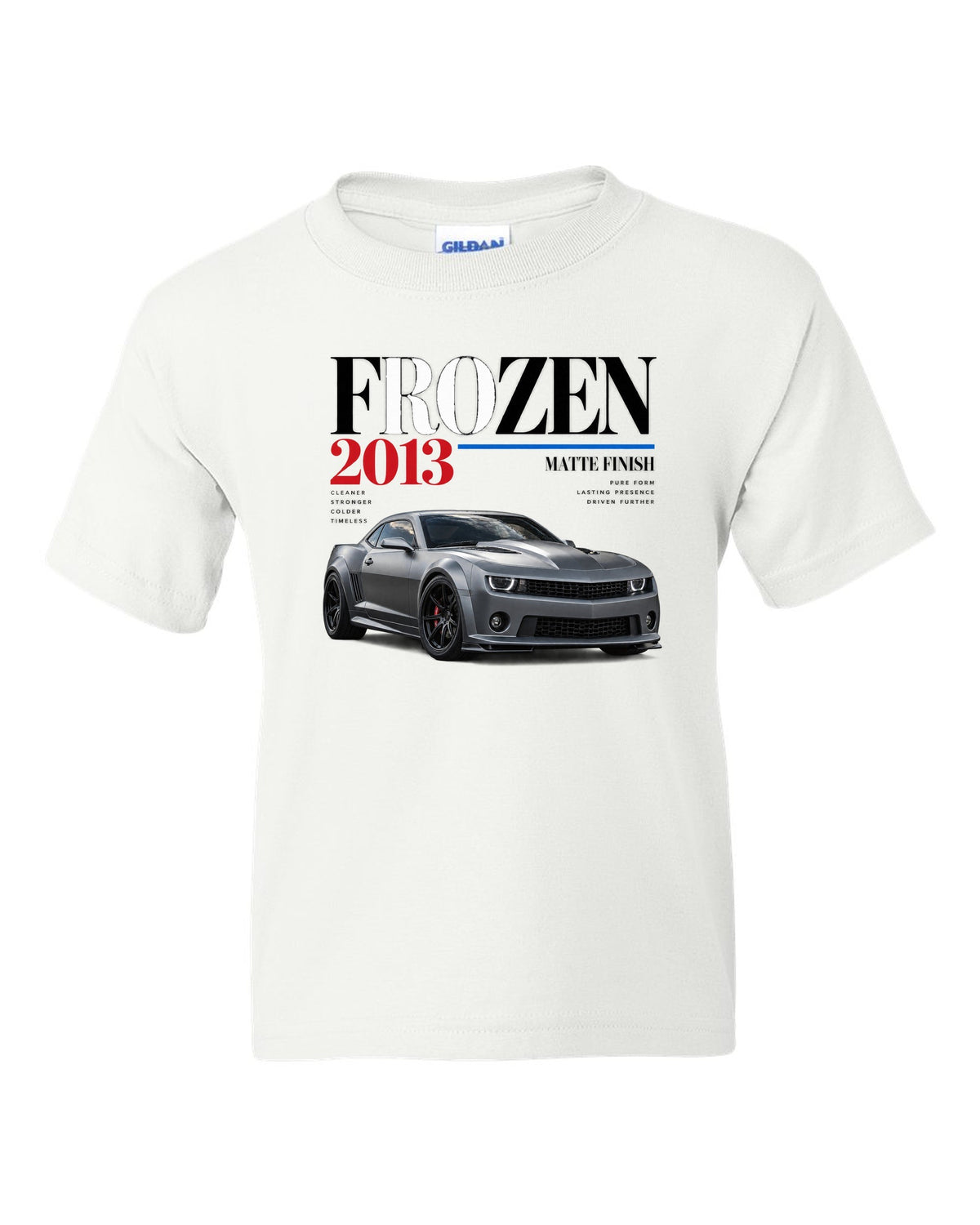 BMW E92 M3 Frozen Edition editorial print with matte finish headline white kids tee front view with the design