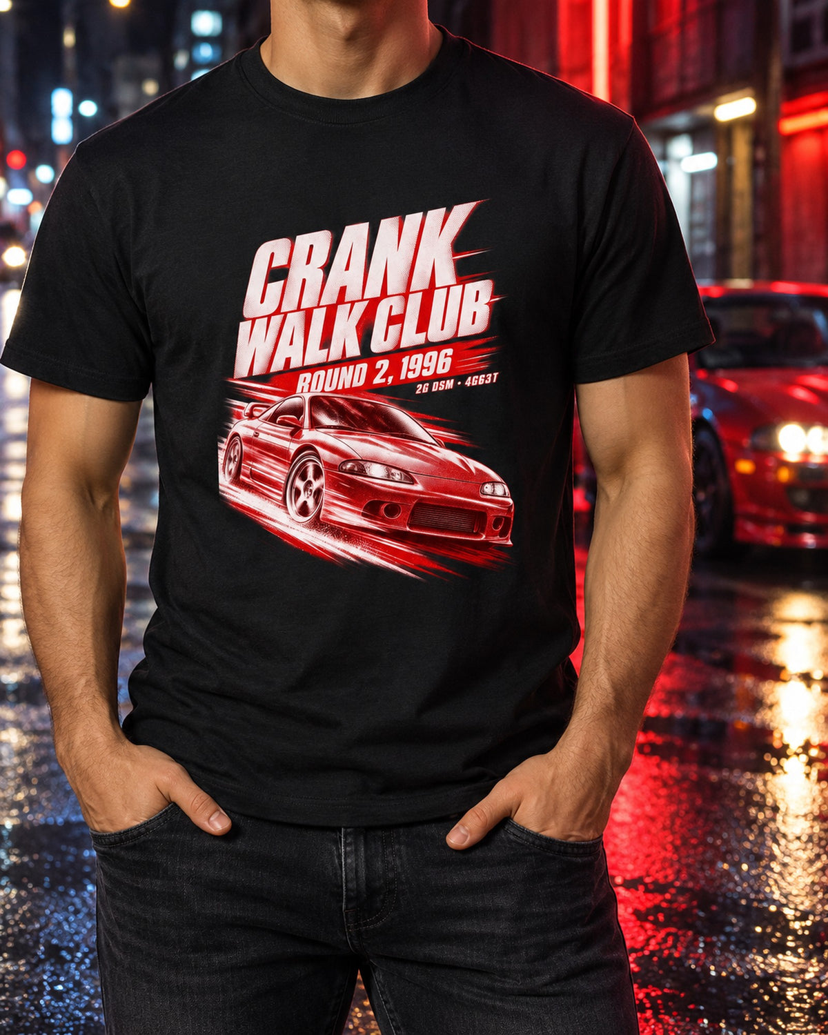 Eclipse GSX 2G DSM Race Poster Shirt, Crank Walk Club Car Tee T-Shirt Black worn hero