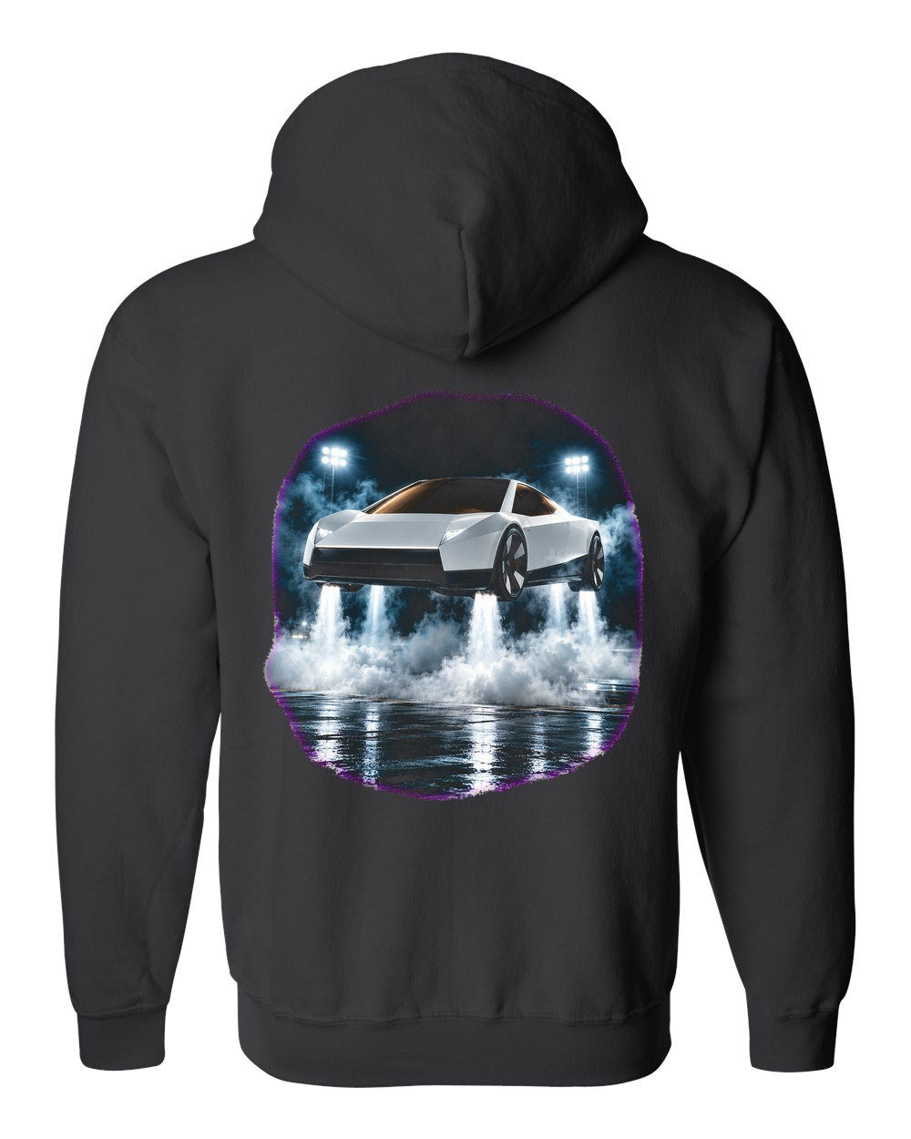 Tesla Roadster Hover Pad Zip Hoodie Black back