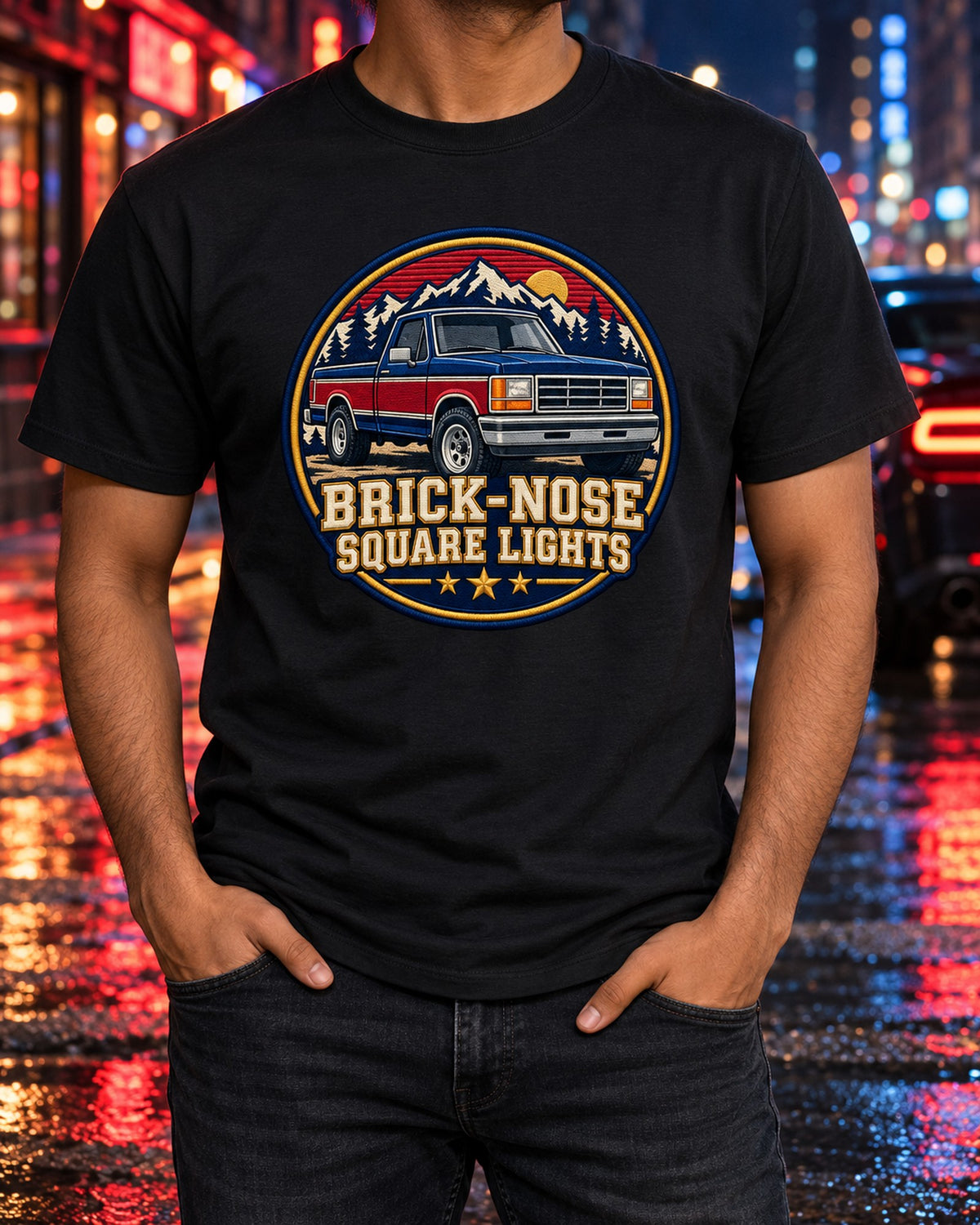 Brick-Nose Ford F-150 1987-91 Shield print Tee T-Shirt Black worn hero