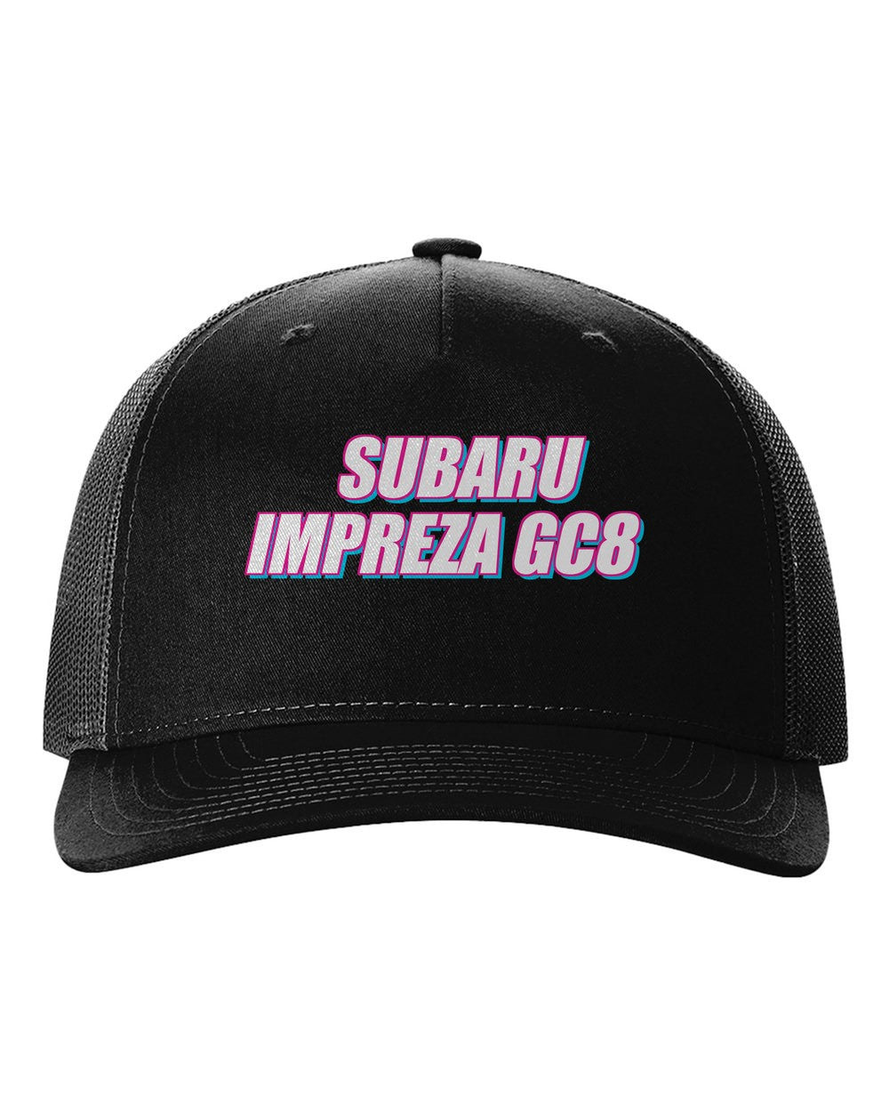 black hat front view with car name
