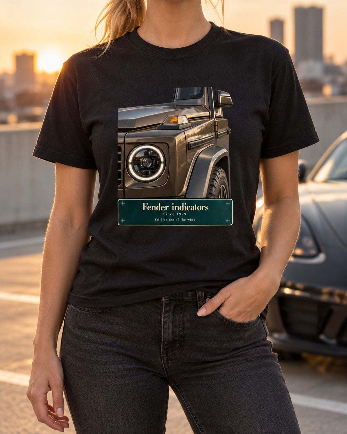 Mercedes-AMG G63 W463A Round Lamp Macro Shirt, Since 1979 Car Tee T-Shirt Black worn hero