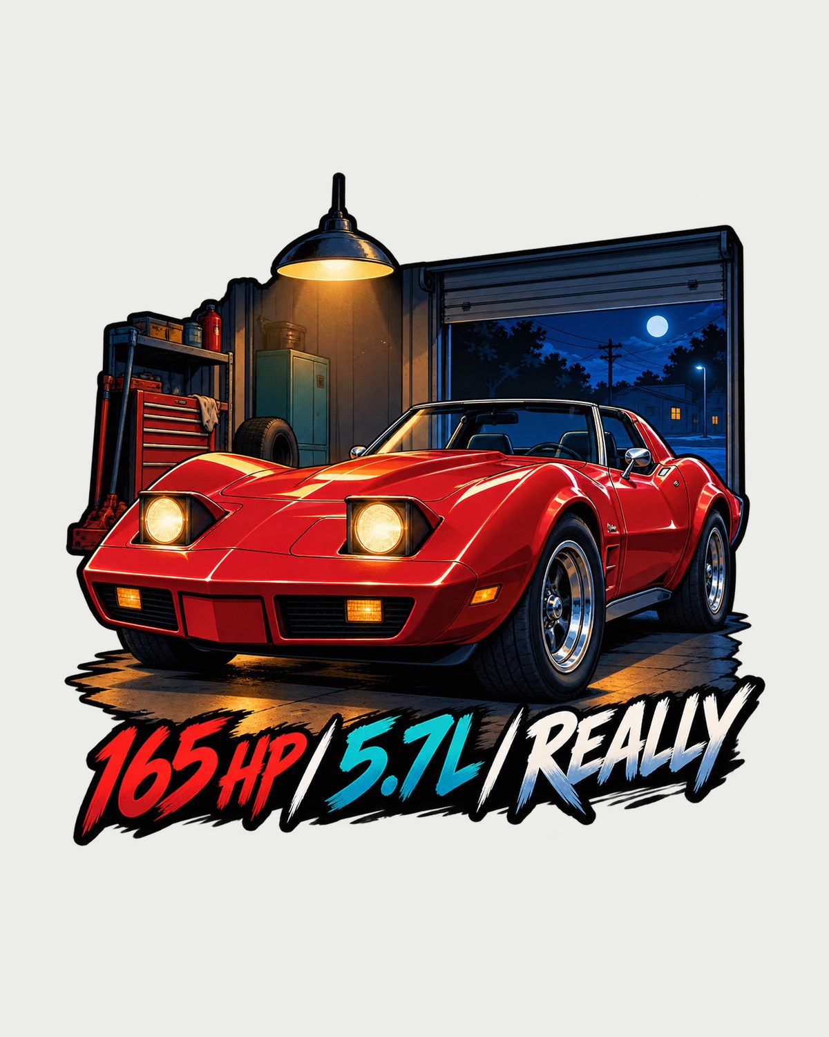 1975 Corvette C3 Stingray Anime Night Touge Shirt, 165 HP design only