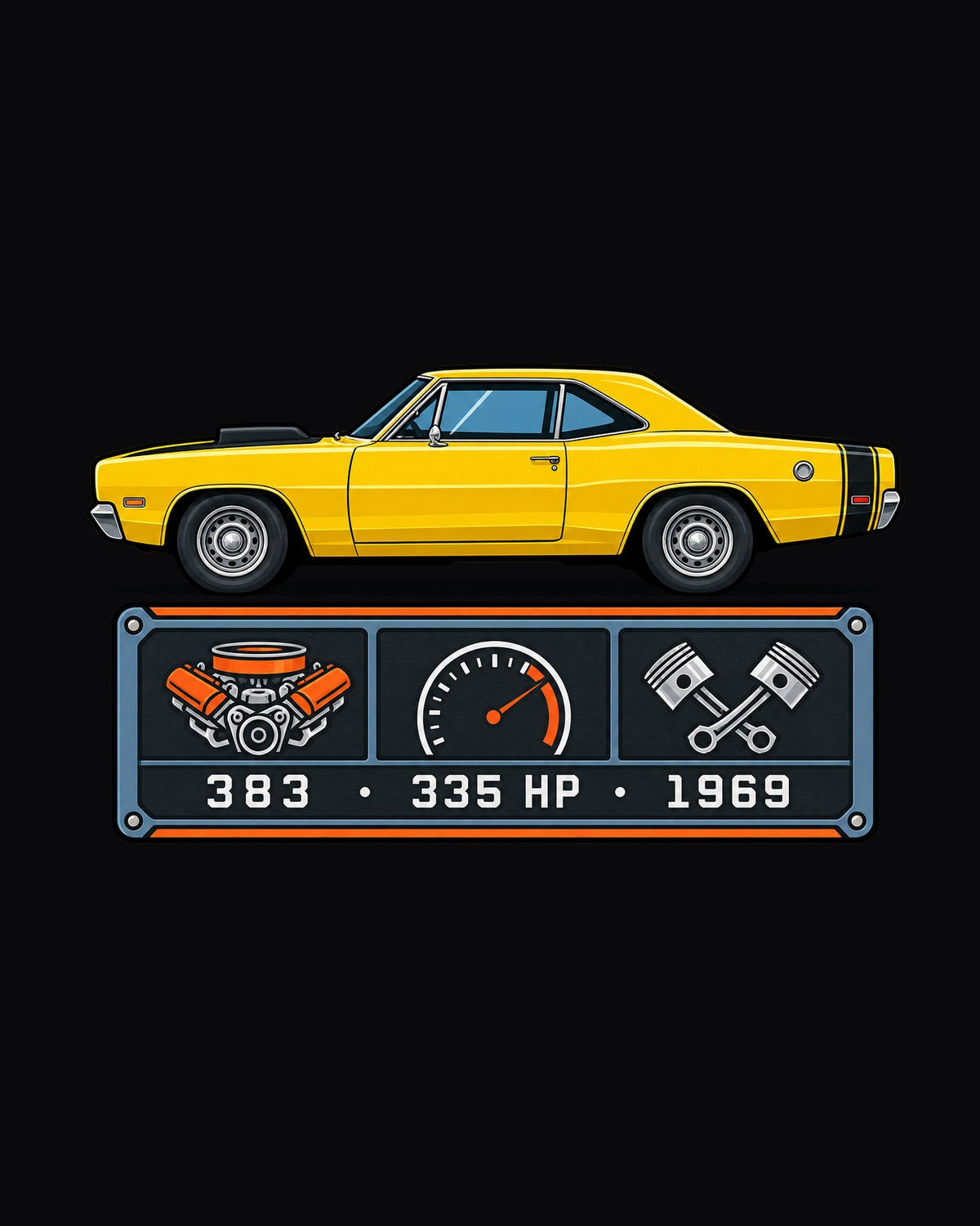 1969 Coronet Super Bee Spec Plate Tee, 383 335 HP design only