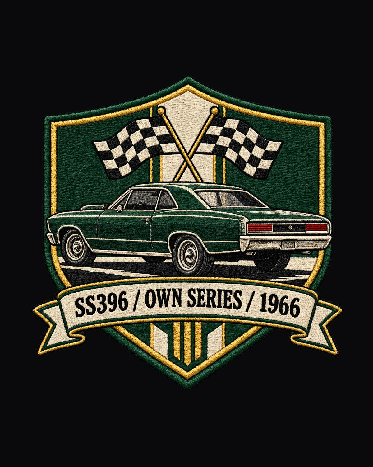 1966 Chevelle SS396 A-Body Embroidery Shield Shirt, Own Series design only