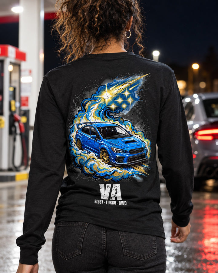 Subaru WRX STI Pleiades Long Sleeve T-Shirt worn hero