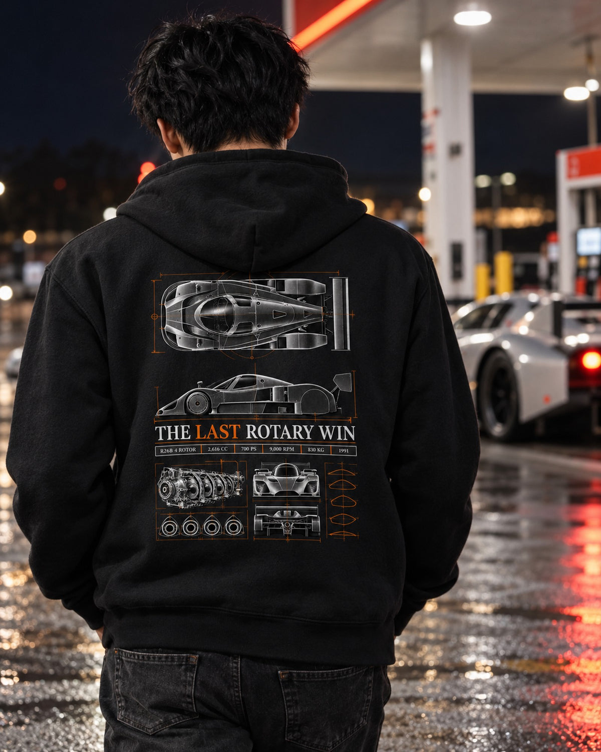 Mazda 787B Last Rotary Win Spec Poster Shirt, 1991 Zip Hoodie Black worn hero