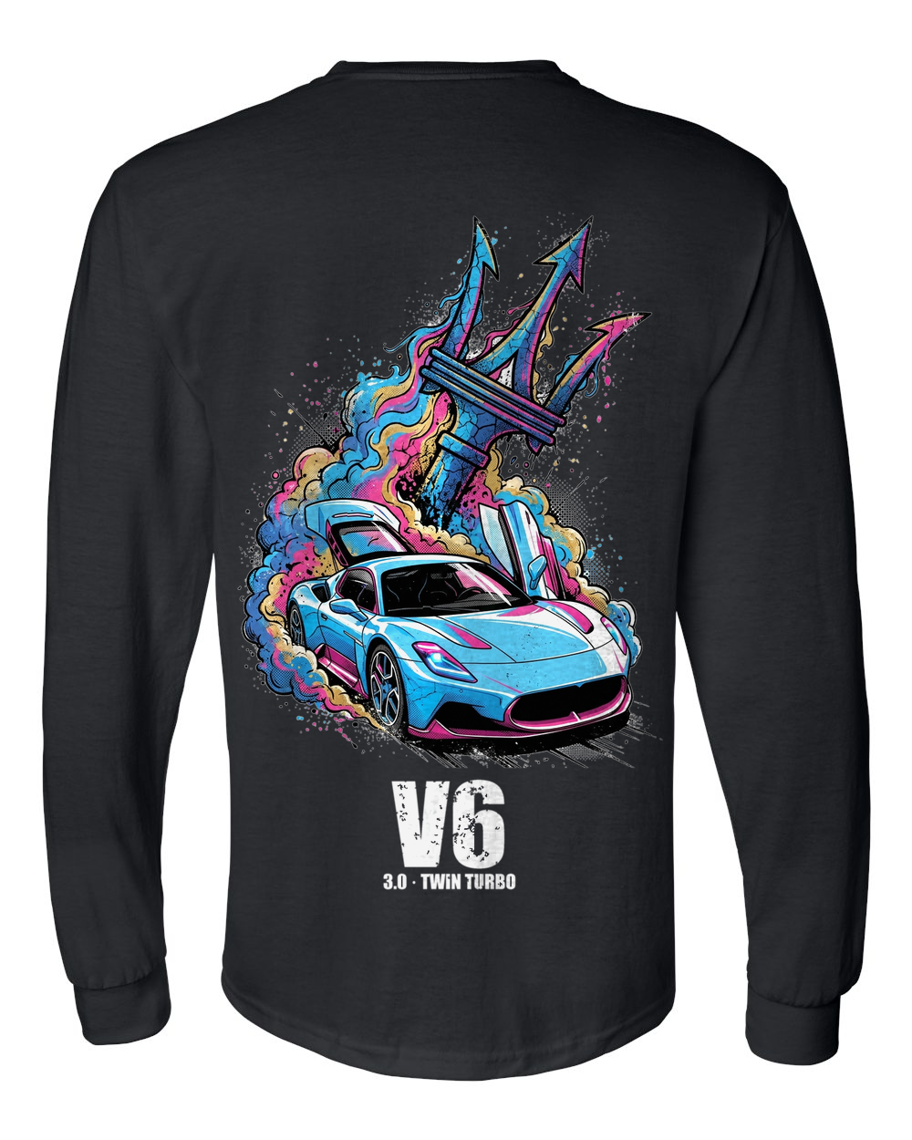 Maserati MC20 Trident Long Sleeve T-Shirt — Black back