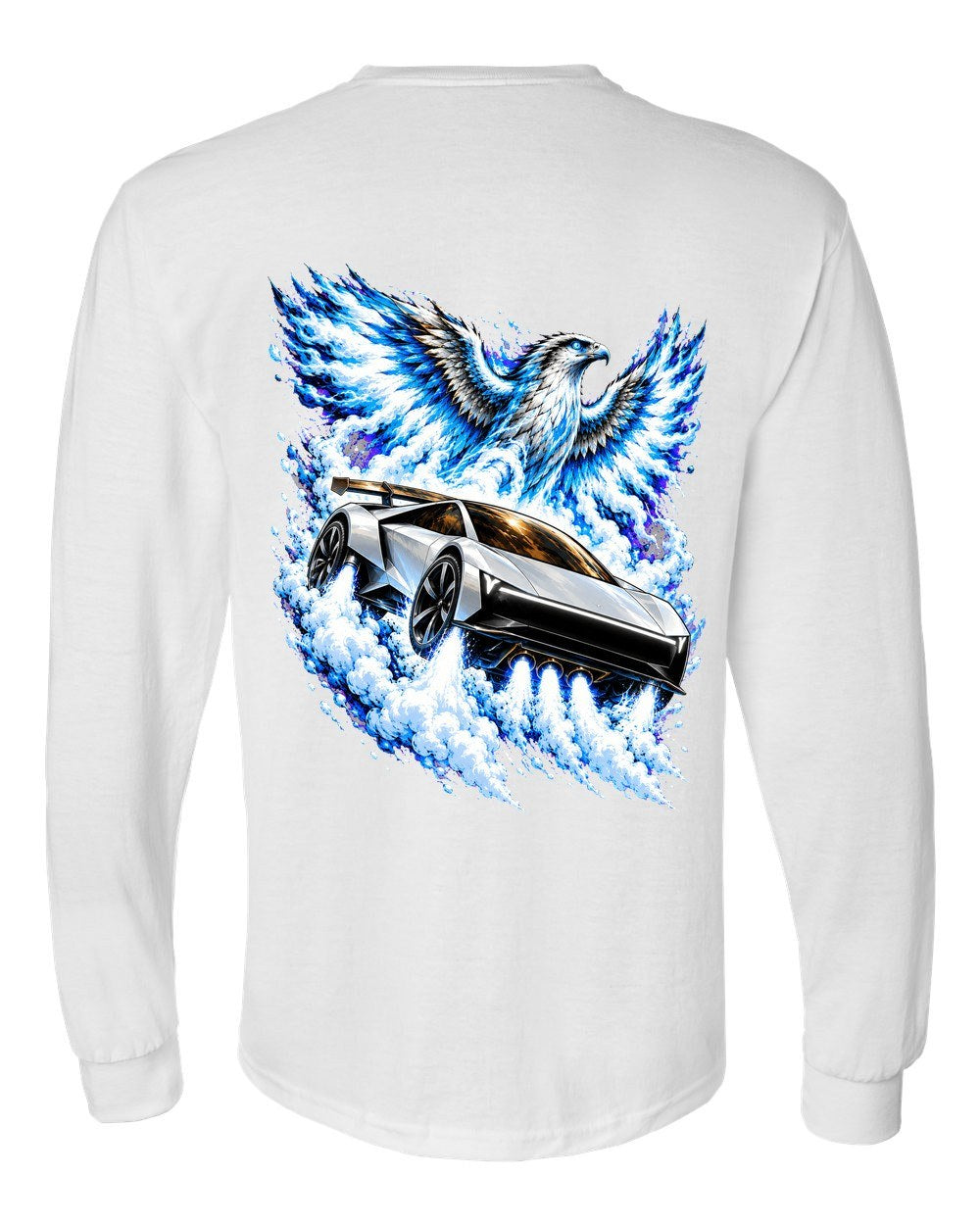 Tesla Roadster Ice Falcon Long Sleeve White back