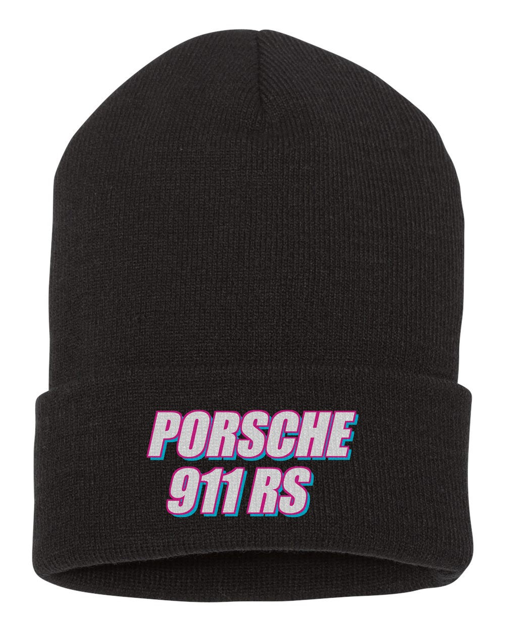 Porsche 911 Rs black beanie front view with car name